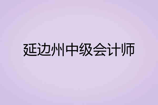 延边州中级会计师