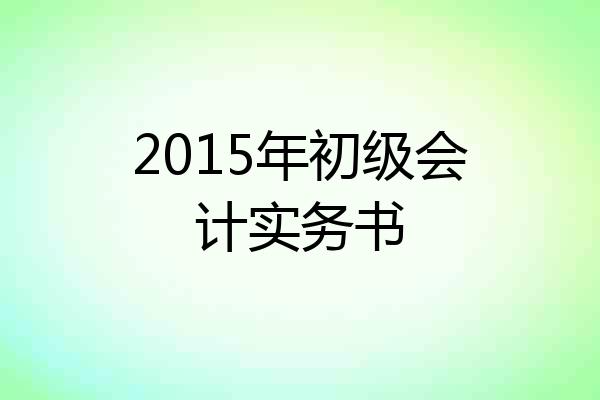2015年初级会计实务书