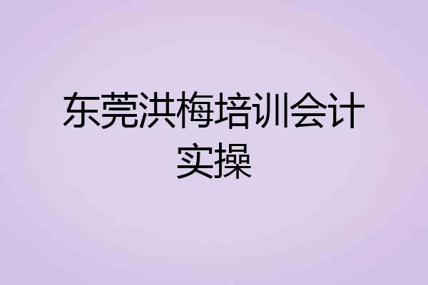 东莞洪梅培训会计实操