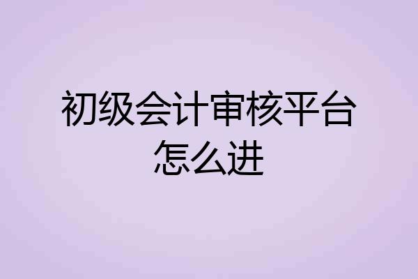 初级会计审核平台怎么进