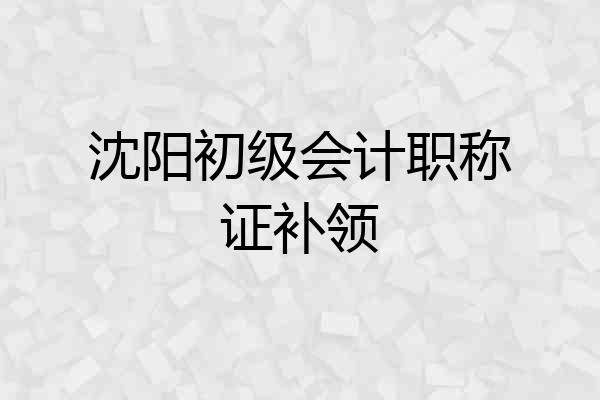 沈阳初级会计职称证补领