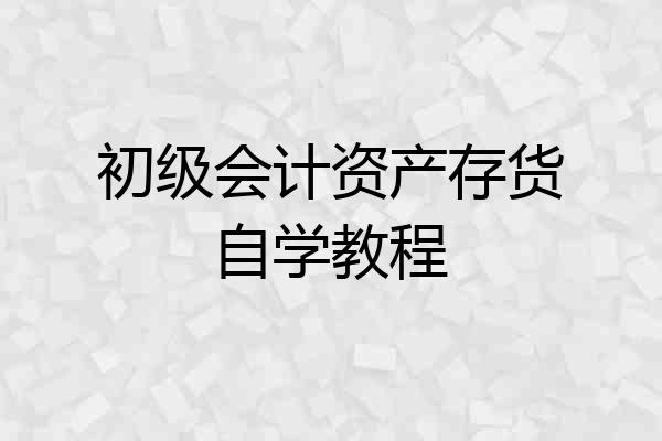 初级会计资产存货自学教程