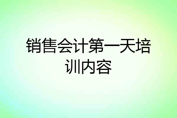 销售会计第一天培训内容