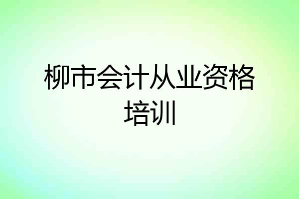 柳市会计从业资格培训
