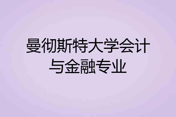 曼彻斯特大学会计与金融专业
