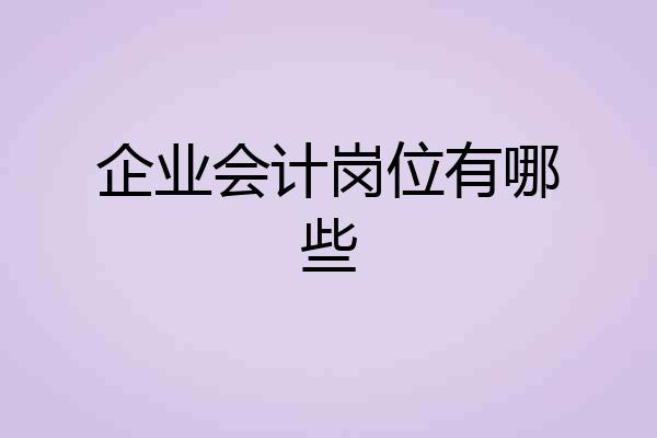 企业会计岗位有哪些