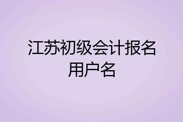 江苏初级会计报名用户名