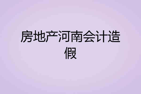 房地产河南会计造假
