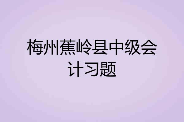 梅州蕉岭县中级会计习题