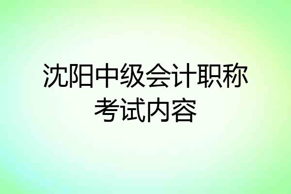 沈阳中级会计职称考试内容