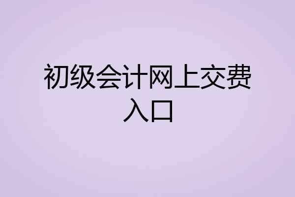 初级会计网上交费入口