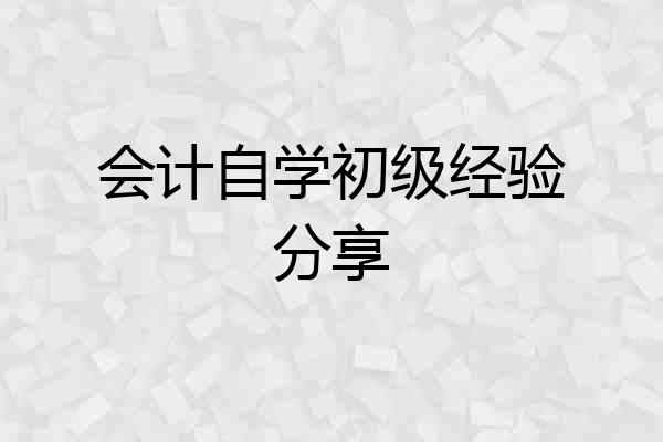 会计自学初级经验分享
