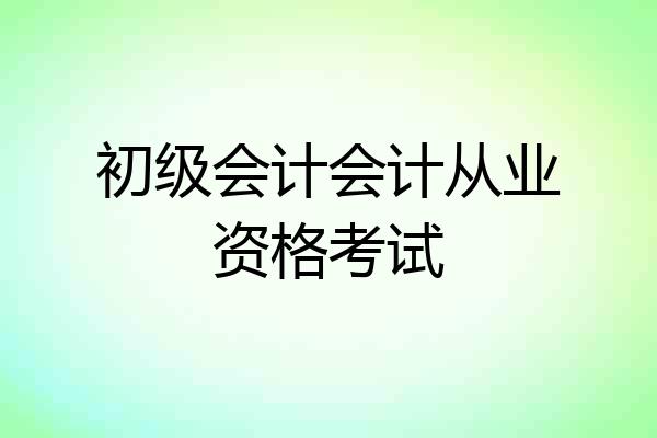 初级会计会计从业资格考试