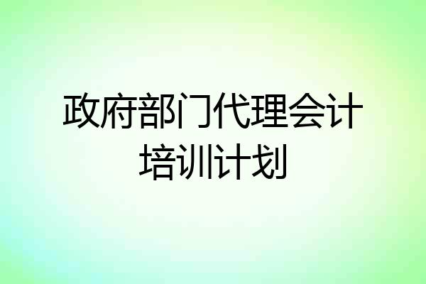 政府部门代理会计培训计划