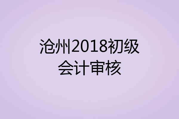 沧州2018初级会计审核