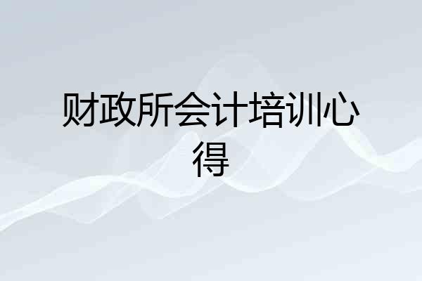 财政所会计培训心得