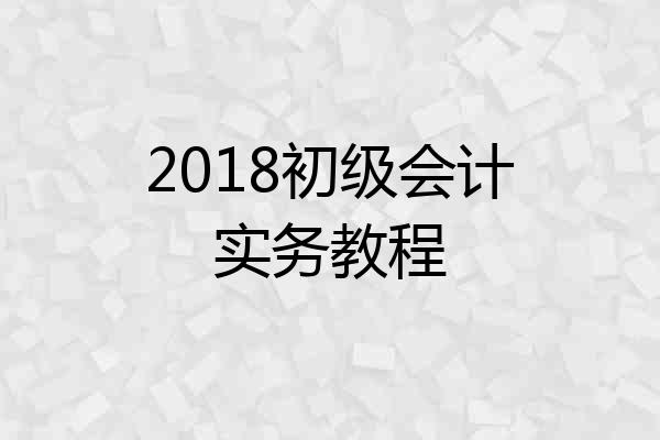 2018初级会计实务教程