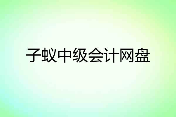 子蚁中级会计网盘