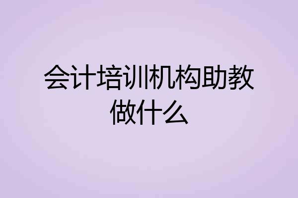 会计培训机构助教做什么