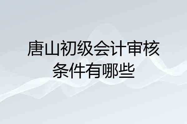 唐山初级会计审核条件有哪些