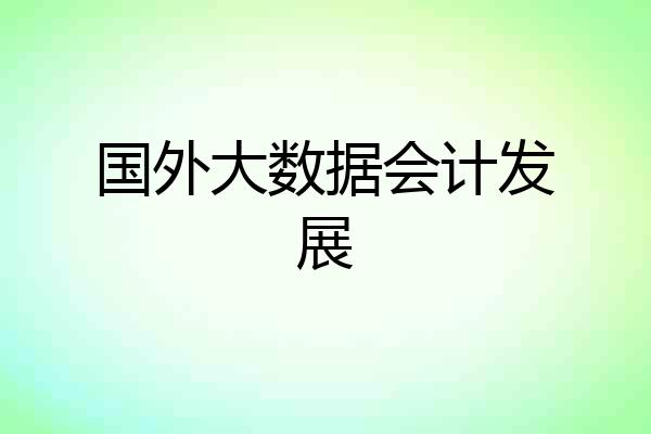 国外大数据会计发展