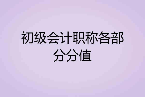 初级会计职称各部分分值