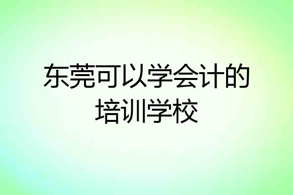 东莞可以学会计的培训学校