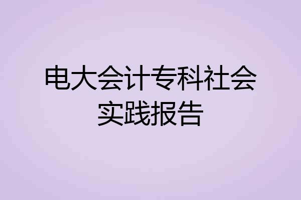 电大会计专科社会实践报告