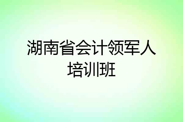 湖南省会计领军人培训班