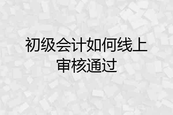 初级会计如何线上审核通过