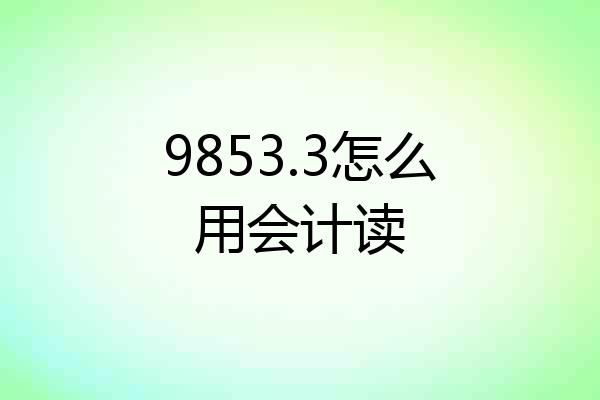 9853.3怎么用会计读