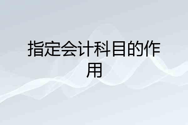 指定会计科目的作用