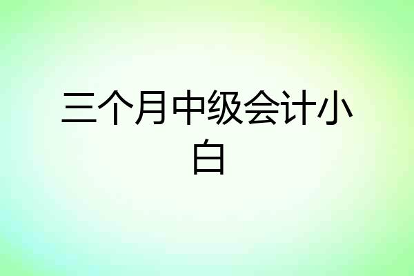 三个月中级会计小白