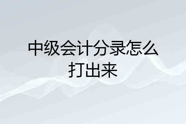 中级会计分录怎么打出来