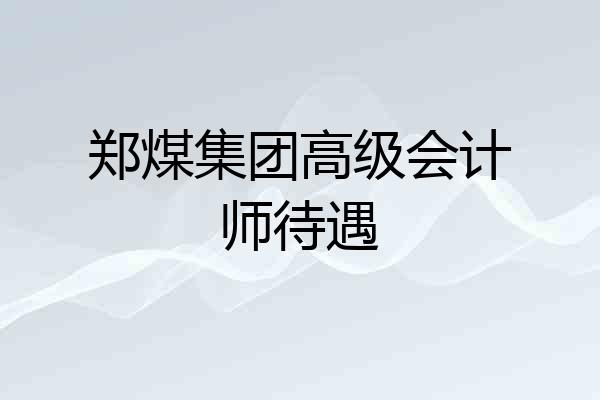 郑煤集团高级会计师待遇