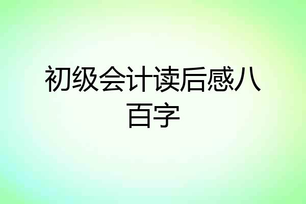 初级会计读后感八百字