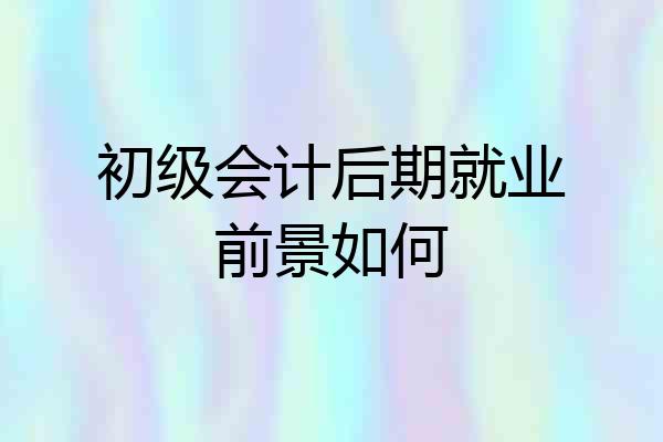 初级会计后期就业前景如何