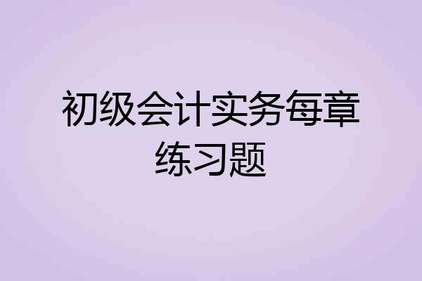 初级会计实务每章练习题
