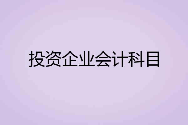 投资企业会计科目