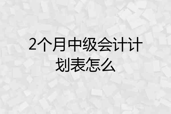 2个月中级会计计划表怎么
