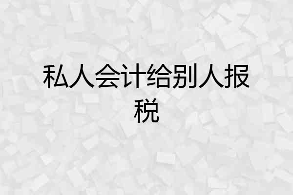 私人会计给别人报税