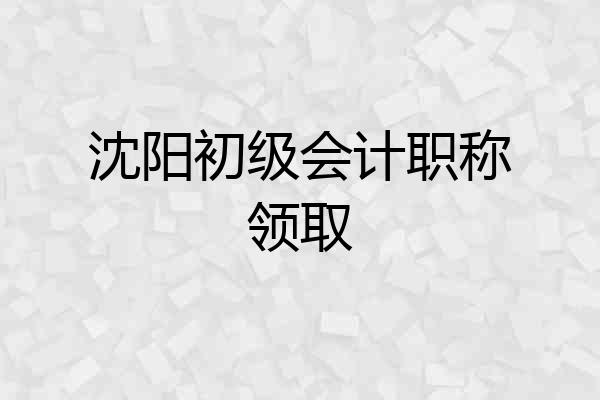 沈阳初级会计职称领取