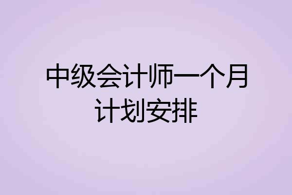 中级会计师一个月计划安排