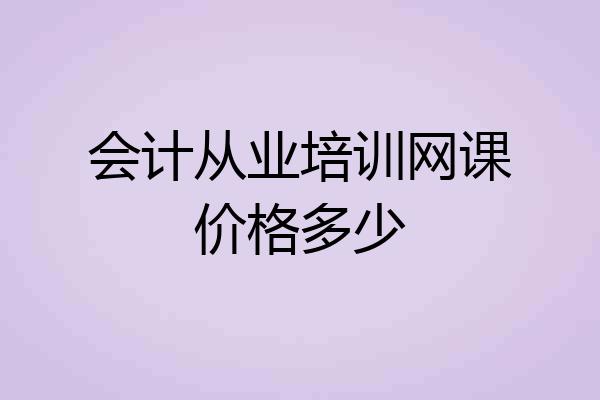 会计从业培训网课价格多少