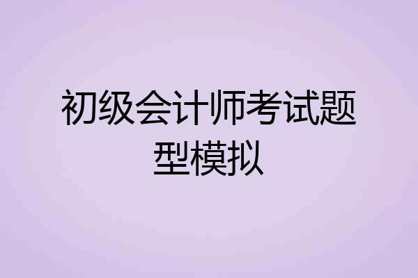 初级会计师考试题型模拟