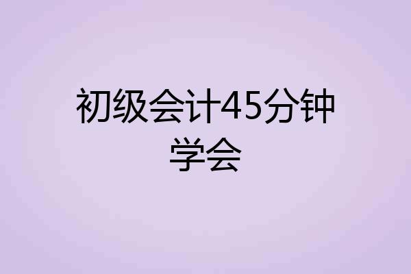 初级会计45分钟学会