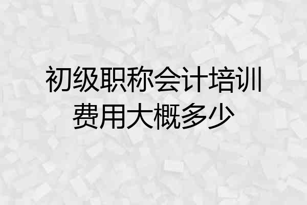 初级职称会计培训费用大概多少