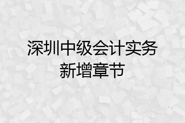 深圳中级会计实务新增章节