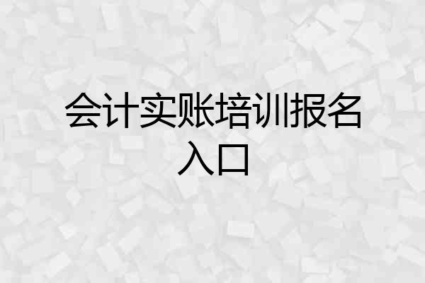 会计实账培训报名入口