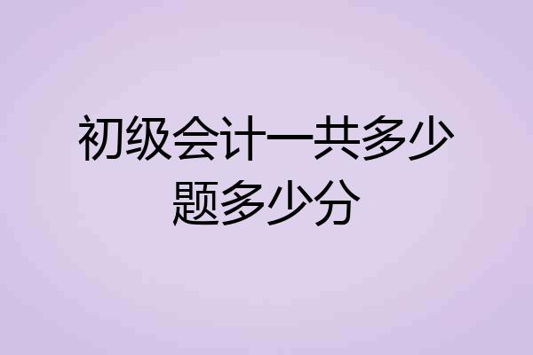 初级会计一共多少题多少分